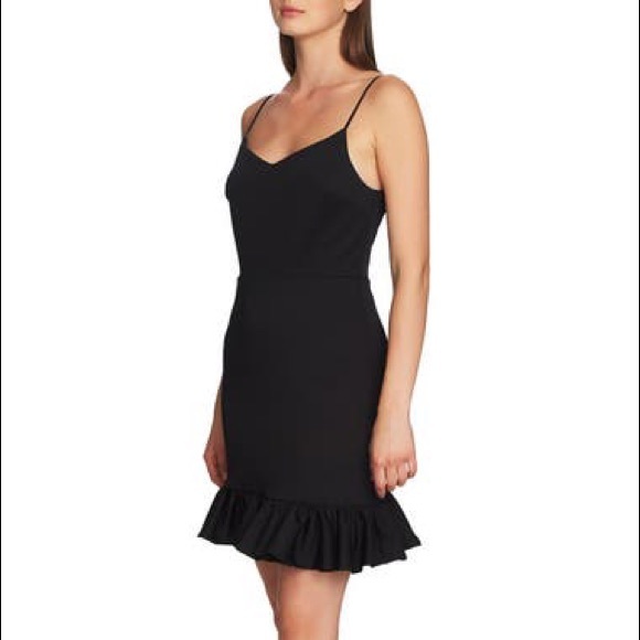 New 1.STATE Black Ruffle Hem Mini Slip dress $99 - Picture 6 of 9